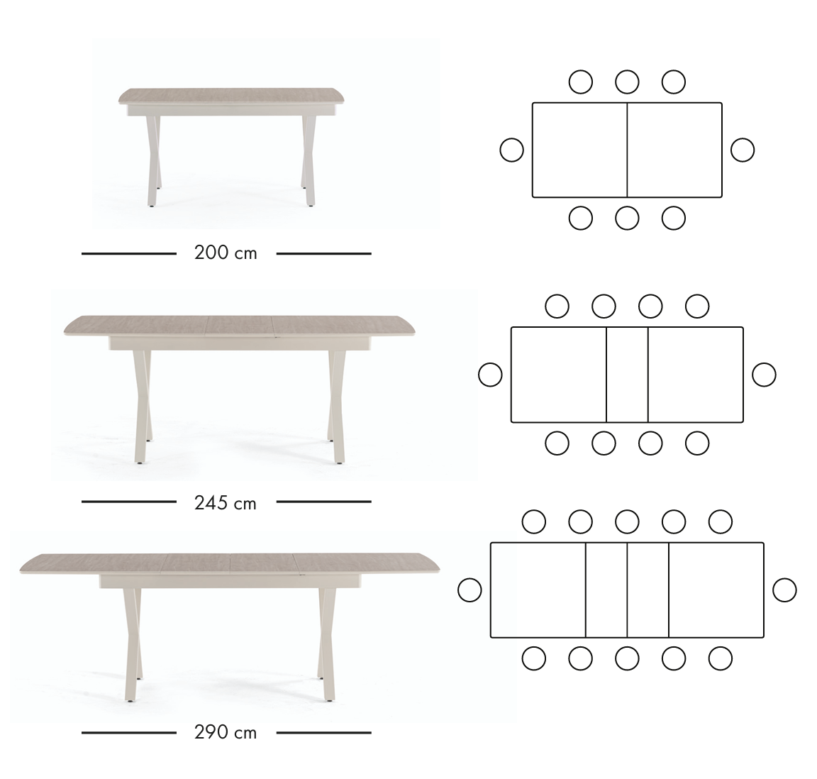 Apple uitschuifbare eettafel 200–290 cm
