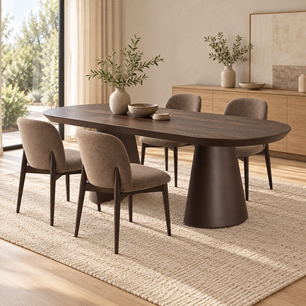 Eetkamerset Bugatti 200-400 cm + 4 No-1-stoelen