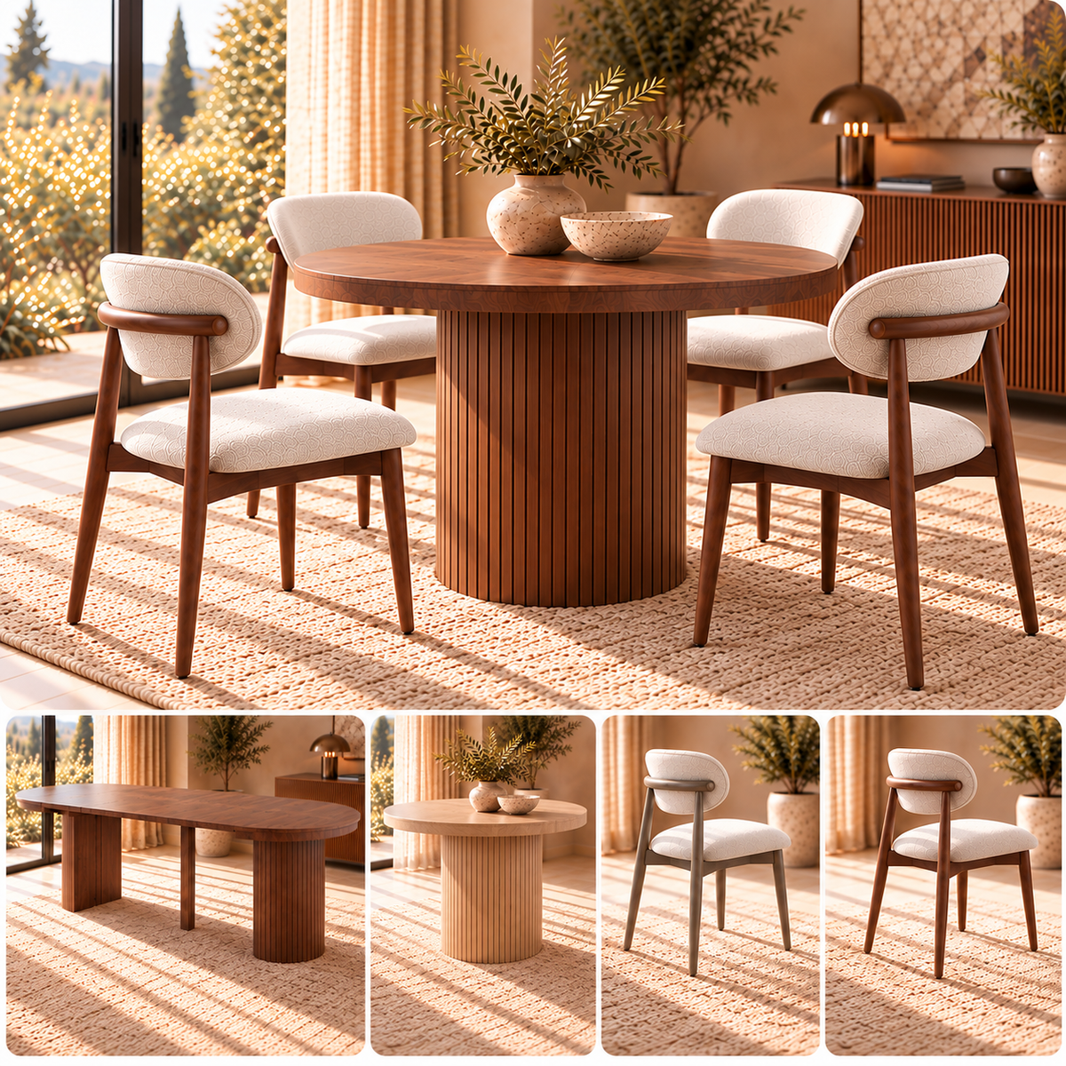 Eetkamerset California 120-320 cm + 4 x Monaco