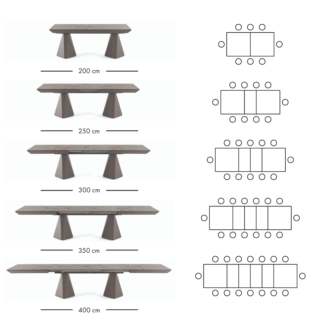 Diamond utdragbart matbord 200–400 cm