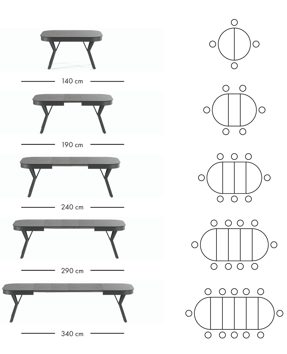 Parma uitschuifbare eettafel 140–340 cm