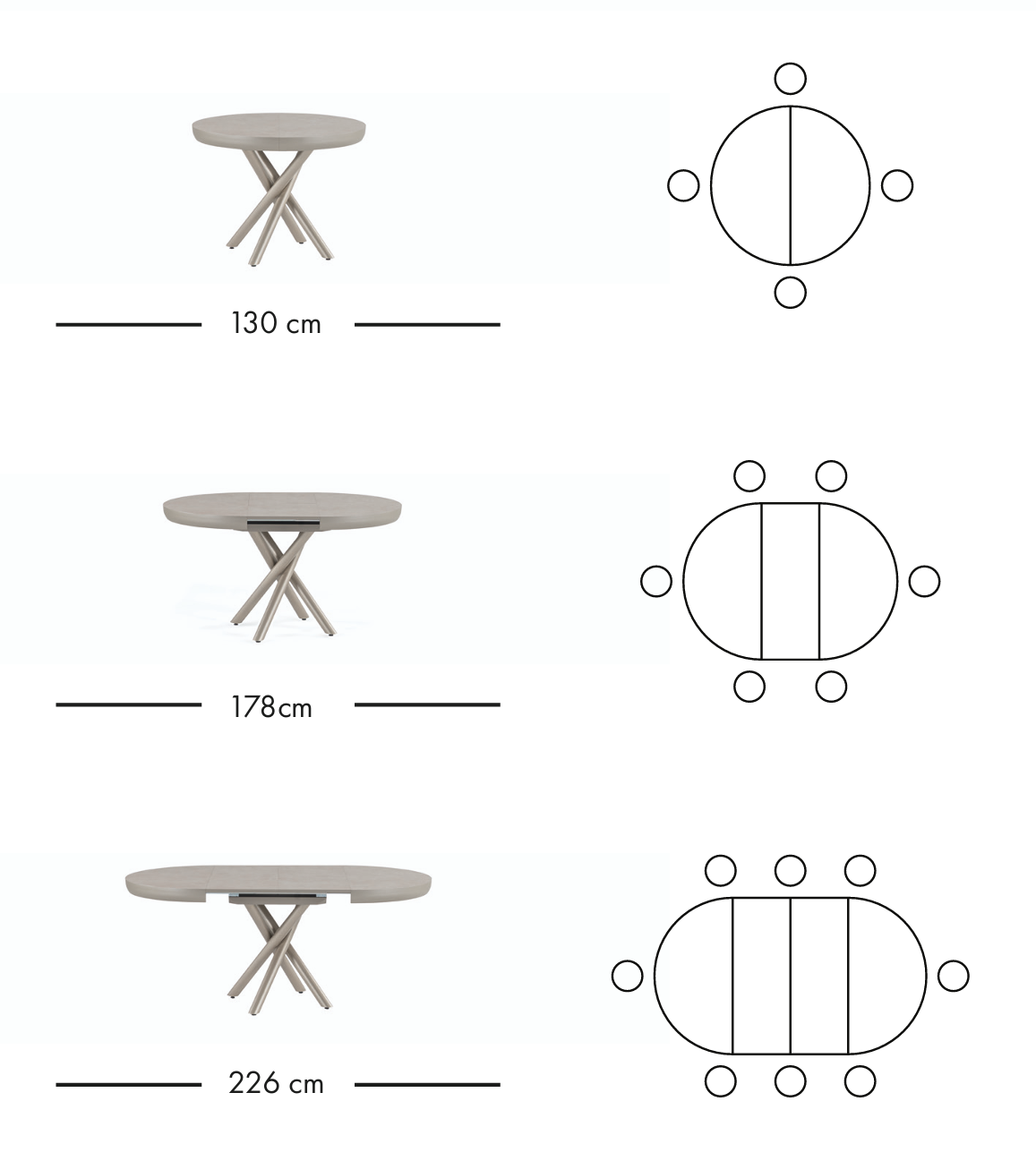 Winston uitschuifbare eettafel 130–226 cm