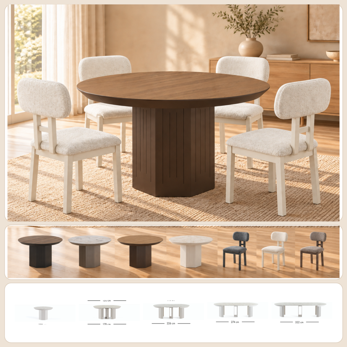 Eetkamerset Master 130-322 + 4 Class-stoelen