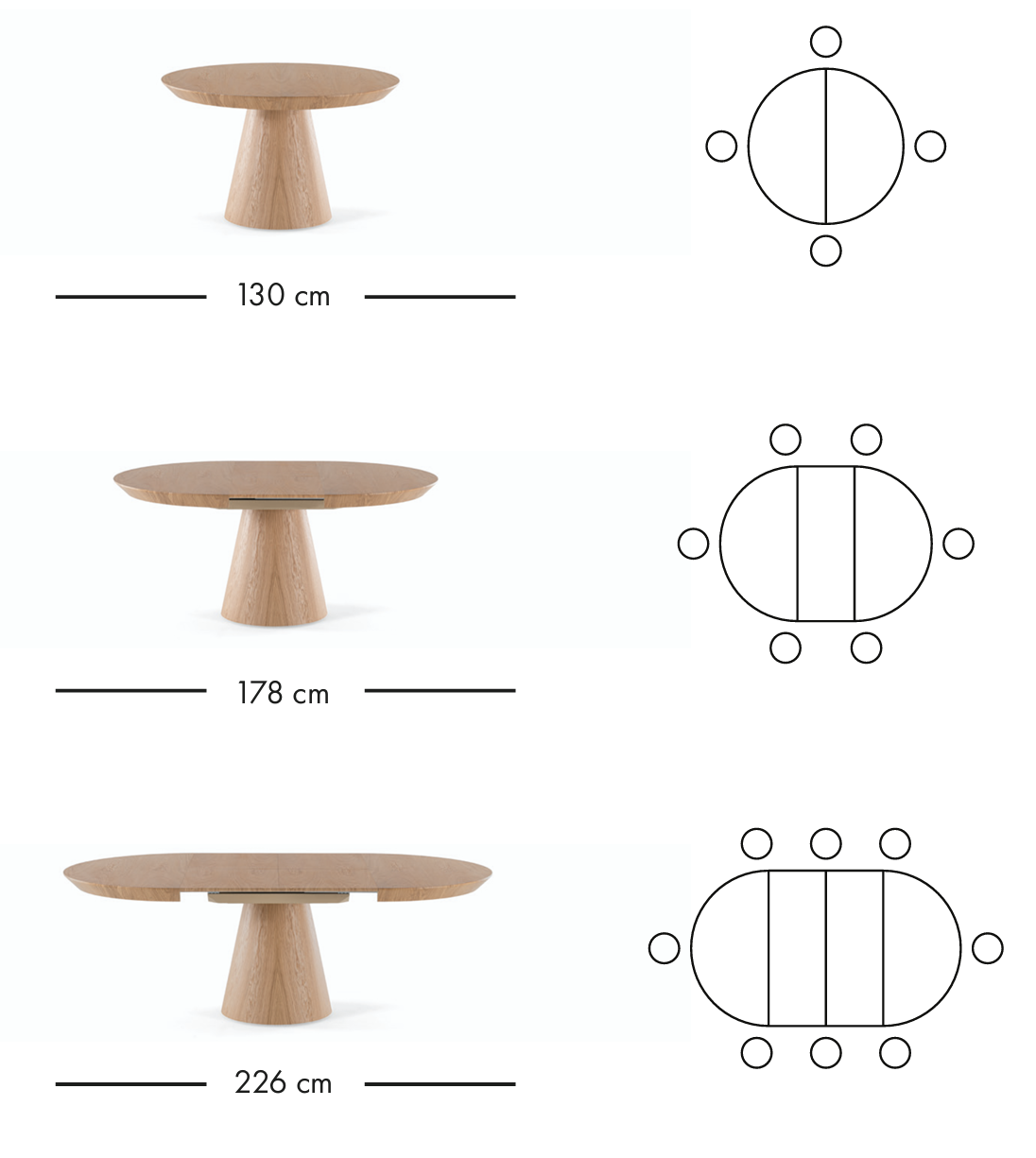 Monaco utdragbart matbord 130–226 cm
